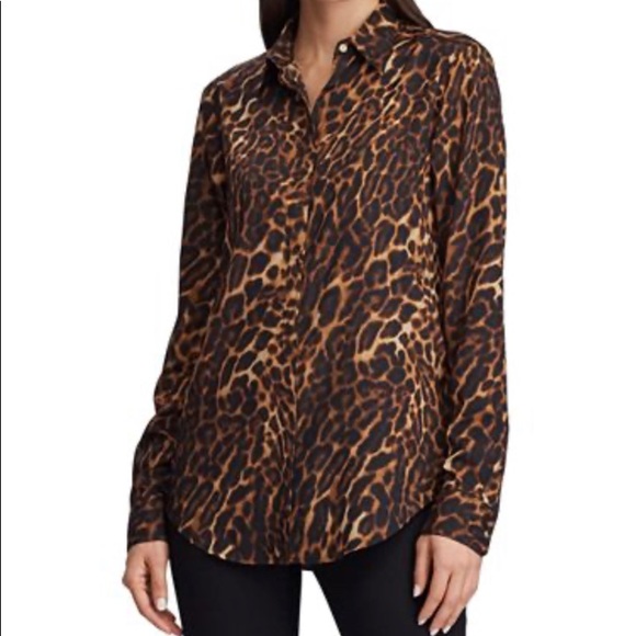 Lauren Ralph Lauren Leopard-Print Crepe Shirt - Picture 2 of 10